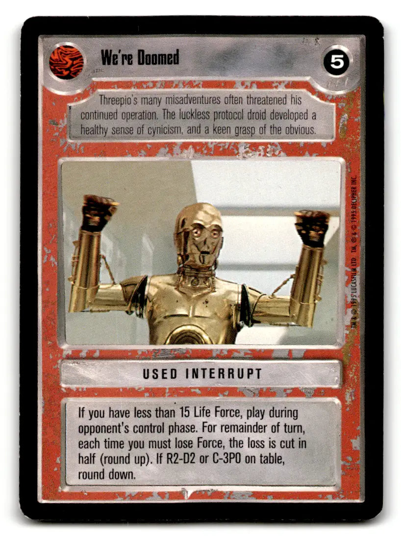 Star Wars CCG trading card from estate find lot, played with Wars CCG Decipher