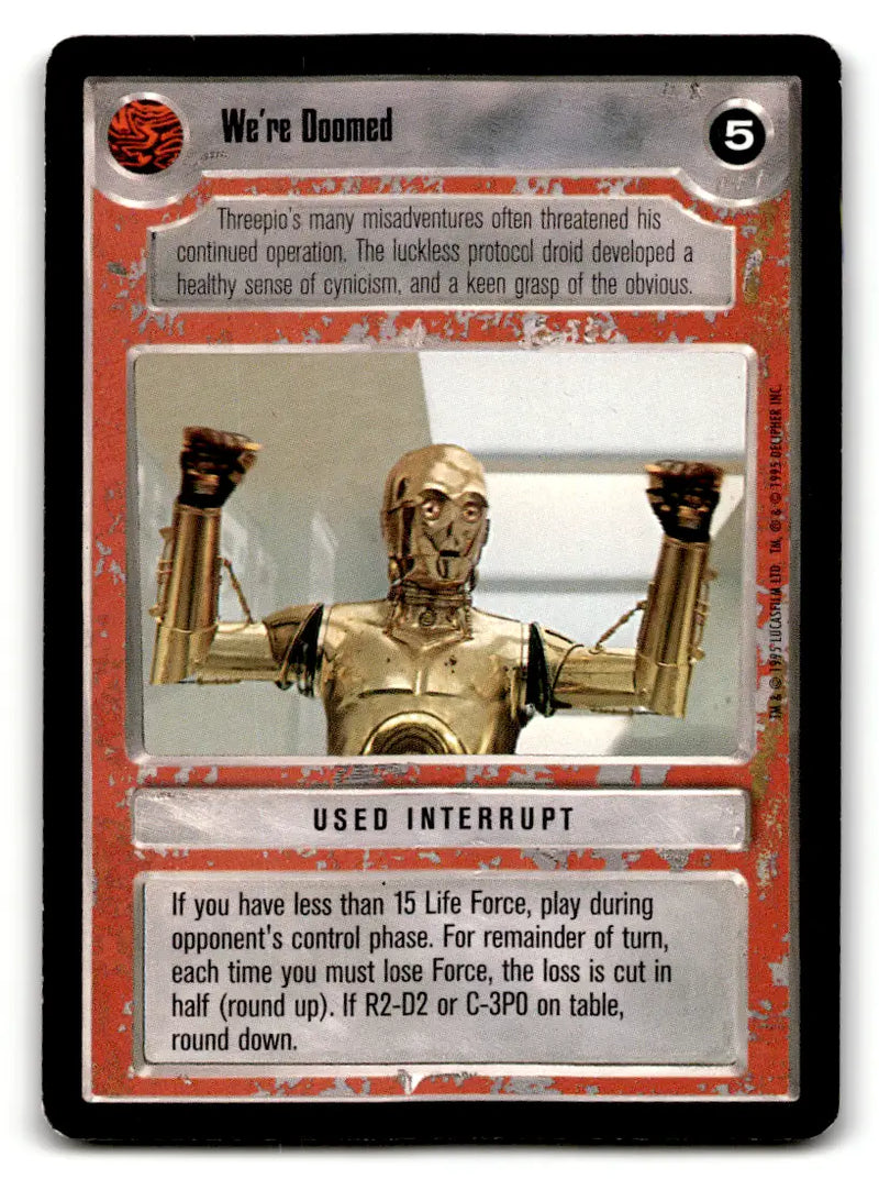 Star Wars CCG trading card from estate find lot, played with Wars CCG Decipher