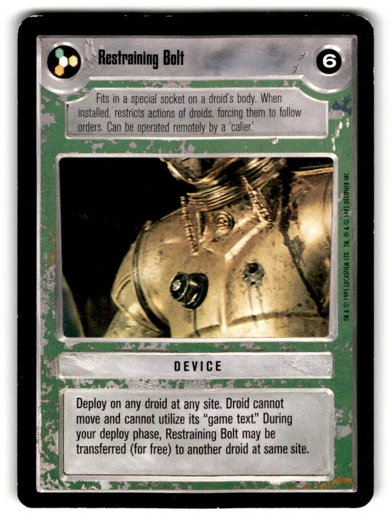 Star Wars Restraining Bolt card from lot star wars Star Wars CCG Decipher played