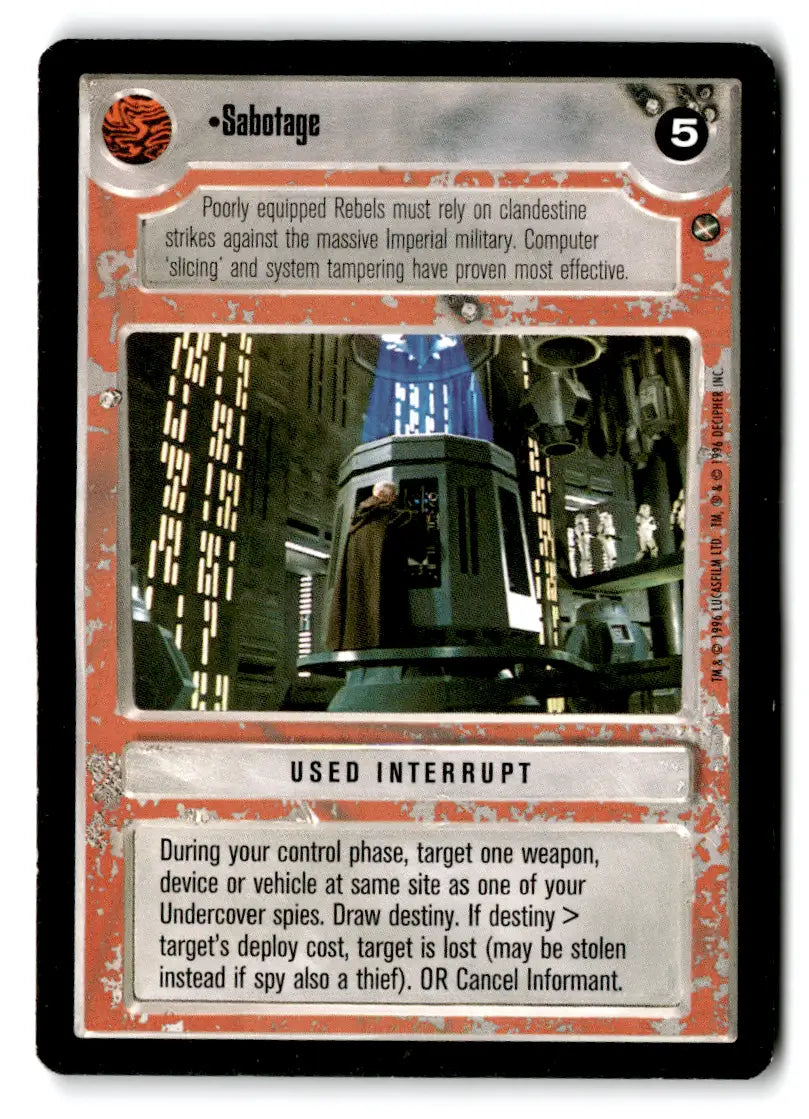 Star Wars trading card from the estate find lot Star Wars CCG Decipher played with