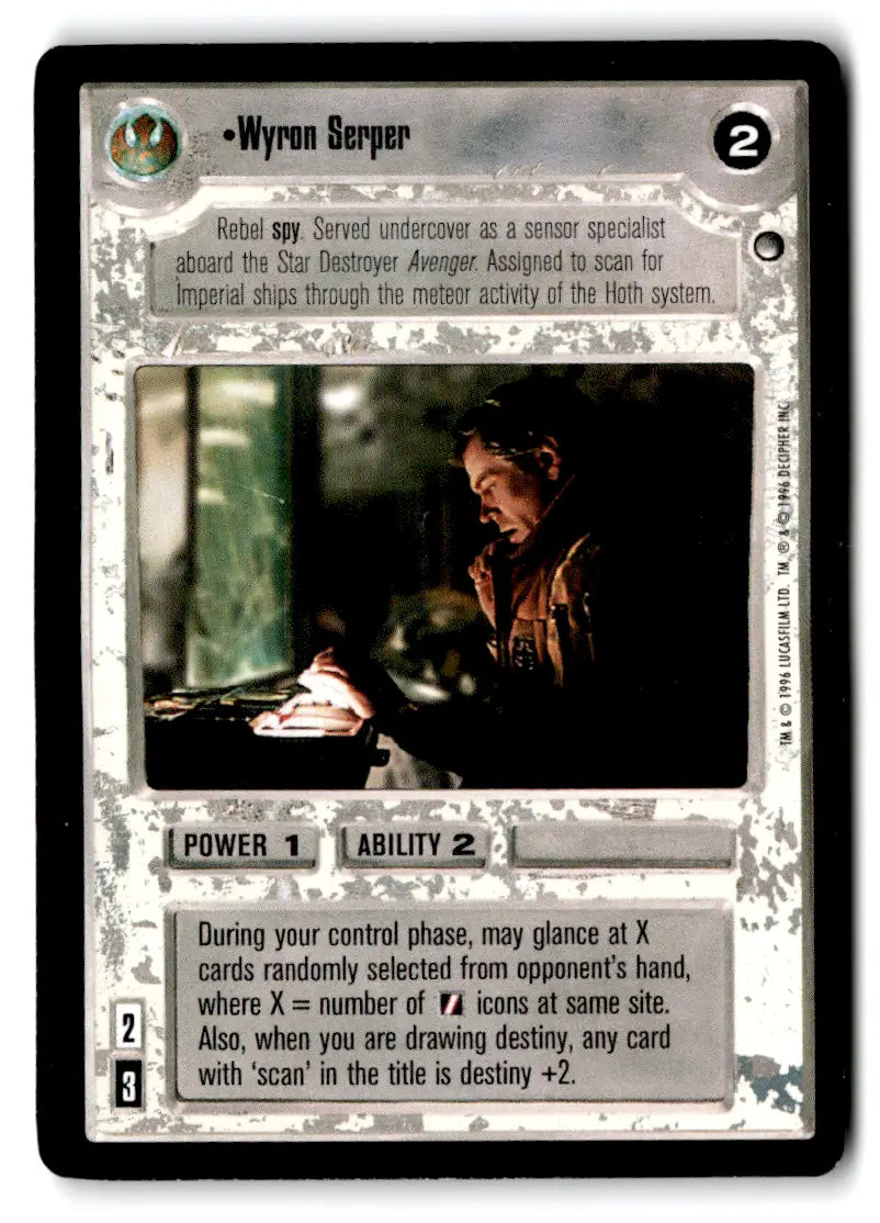 Wyron Serper Star Wars card from estate find lot Star Wars CCG Decipher played out