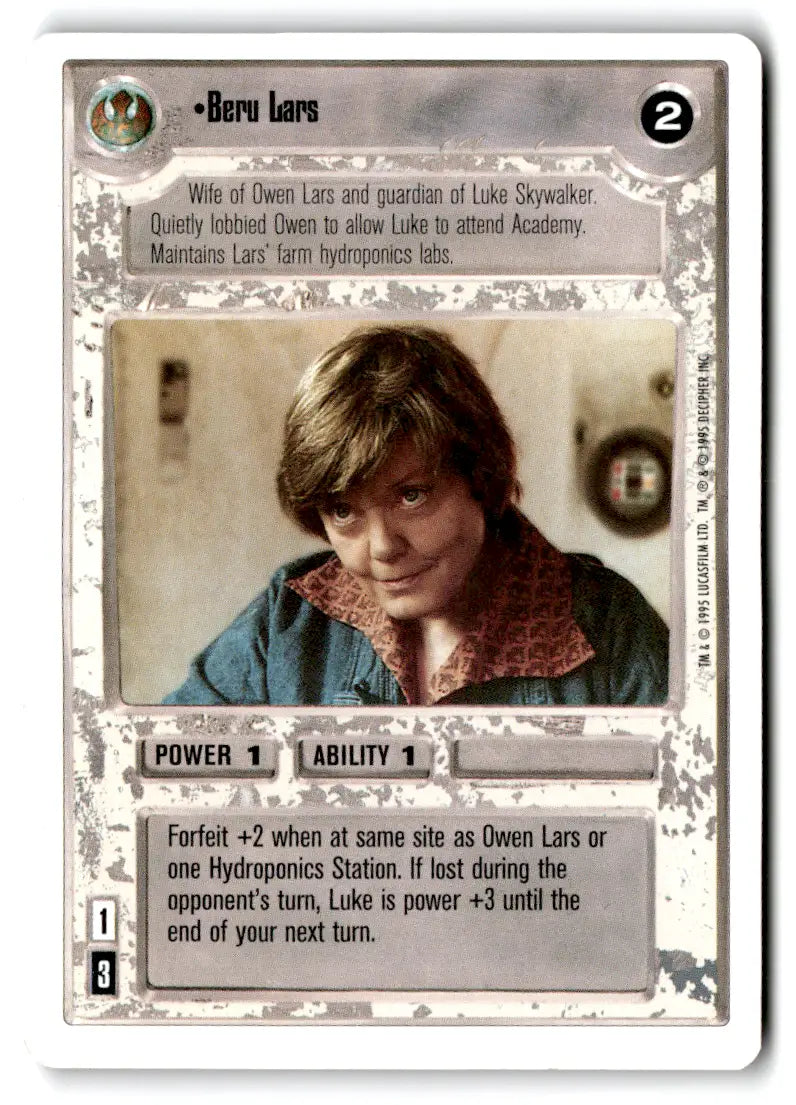 Beru Lars Star Wars card from Estate Find 24 Card Lot Star Wars CCG Decipher