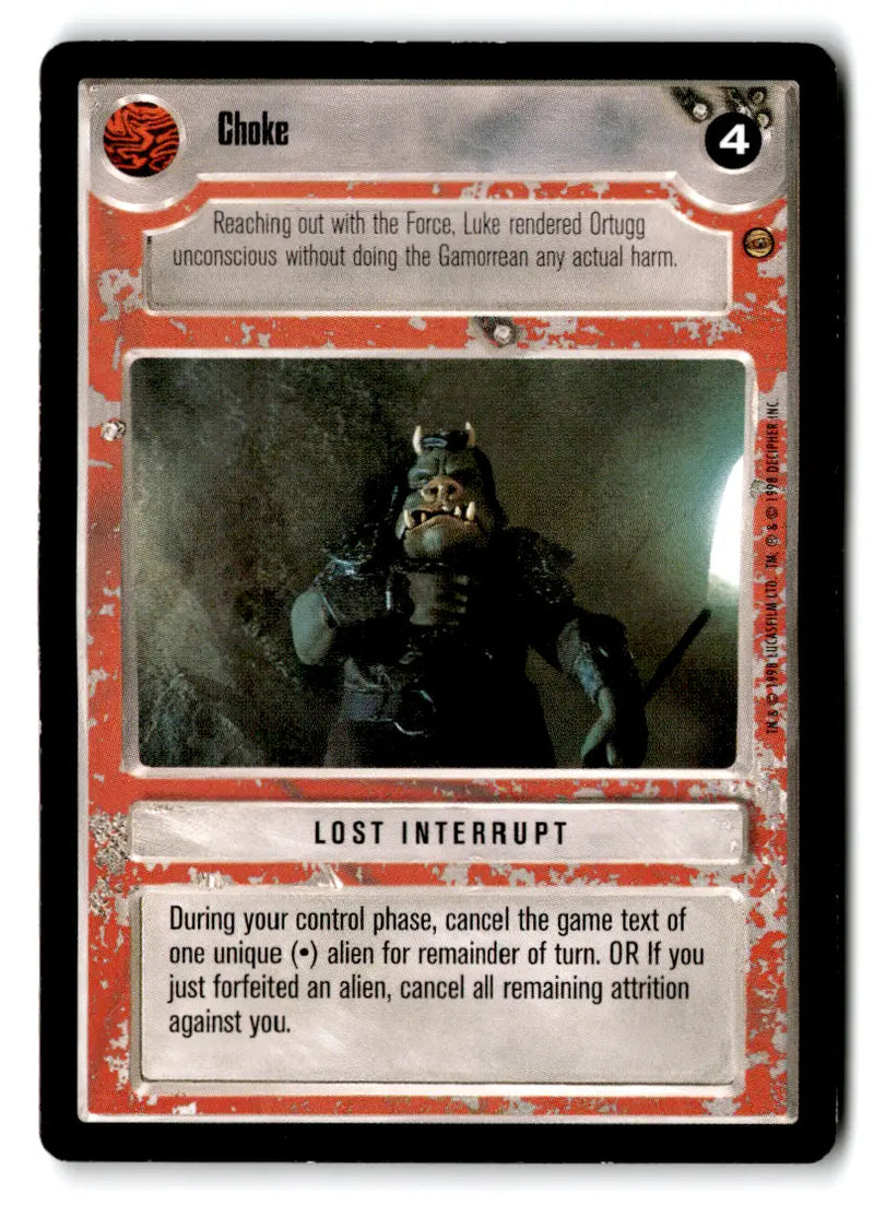 Star Wars Choke card from Estate Find lot Star Wars CCG Decipher played with