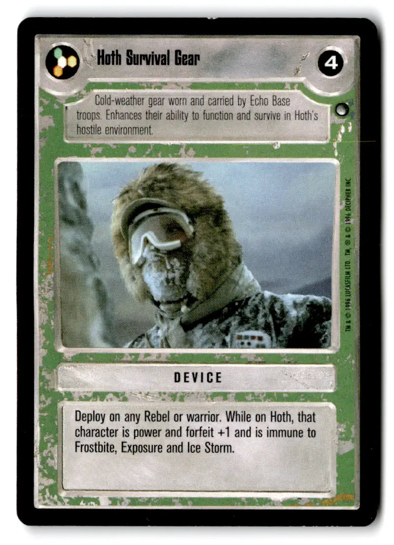 Star Wars CCG Hoth Survival Gear card from Estate Find card lot featuring Star Wars collectibles