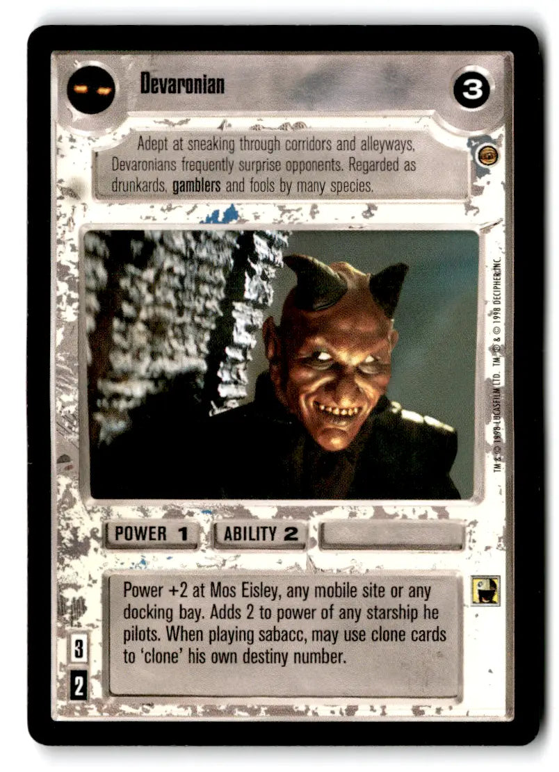 Devaronian Star Wars CCG card from Estate Find star wars card lot, played with CP74027