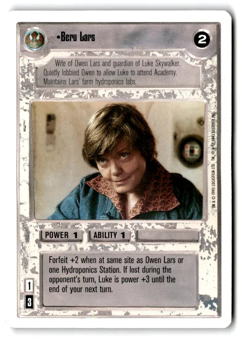 Beru Lars Star Wars CCG card from estate find star wars card lot CP74027