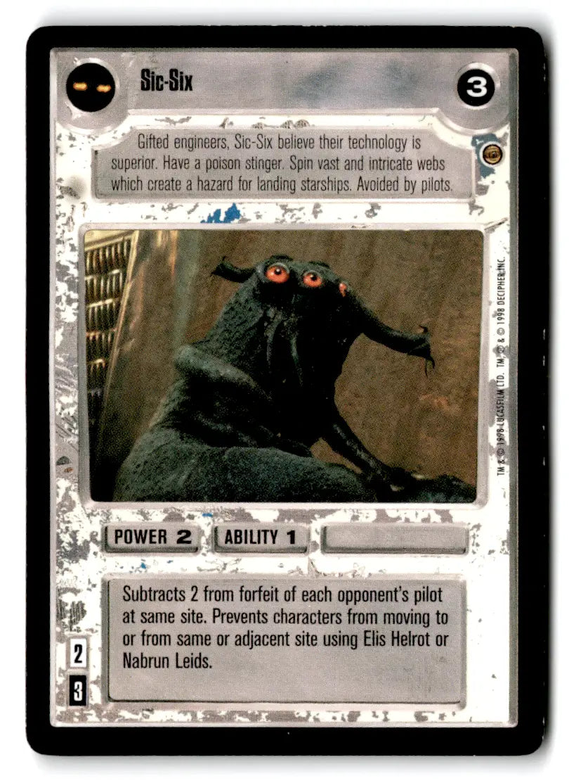 Star Wars CCG Sic-Six trading card from estate find lot star wars card lot