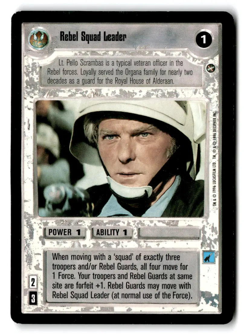 Rebel Squad Leader Star Wars CCG card from estate find lot star wars collectible card lot