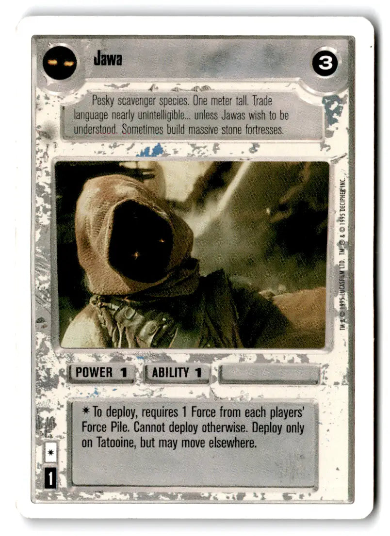 Jawa Star Wars card from Estate Find lot star wars CCG Decipher played with