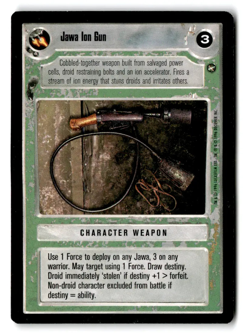 Jawa Ion Gun Star Wars CCG card from Estate Find lot, played with Star Wars CCG Decipher