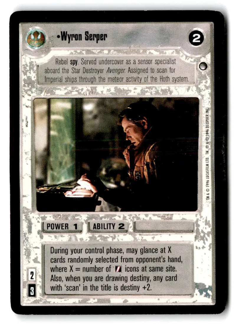 Star Wars CCG trading card from Estate Find lot featuring Star Wars Decipher played cards