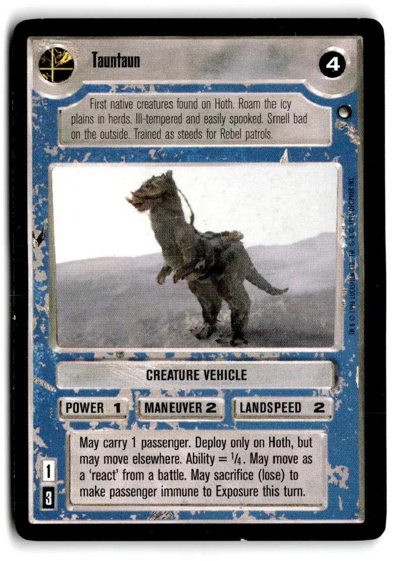 Tauntaun Star Wars CCG card from Estate Find lot for Star Wars Decipher games