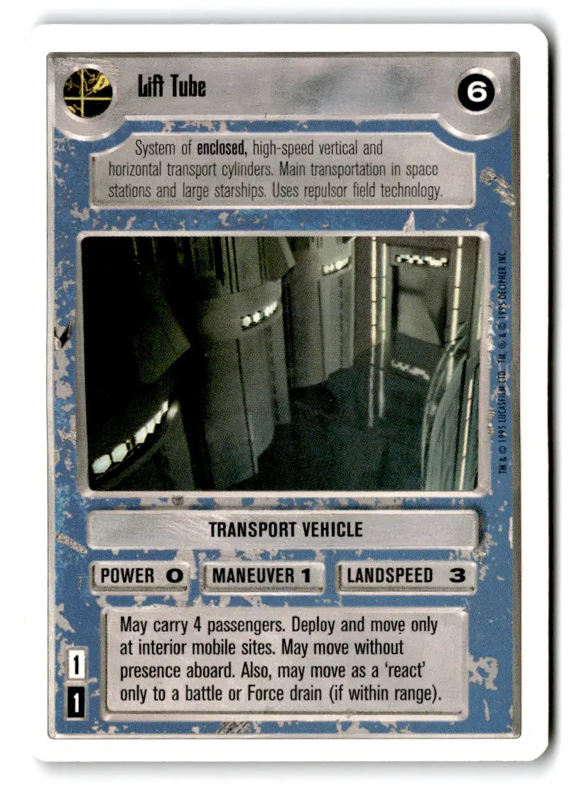 Star Wars CCG Lift Tube Card from Estate Find Lot featuring Star Wars Decipher gameplay