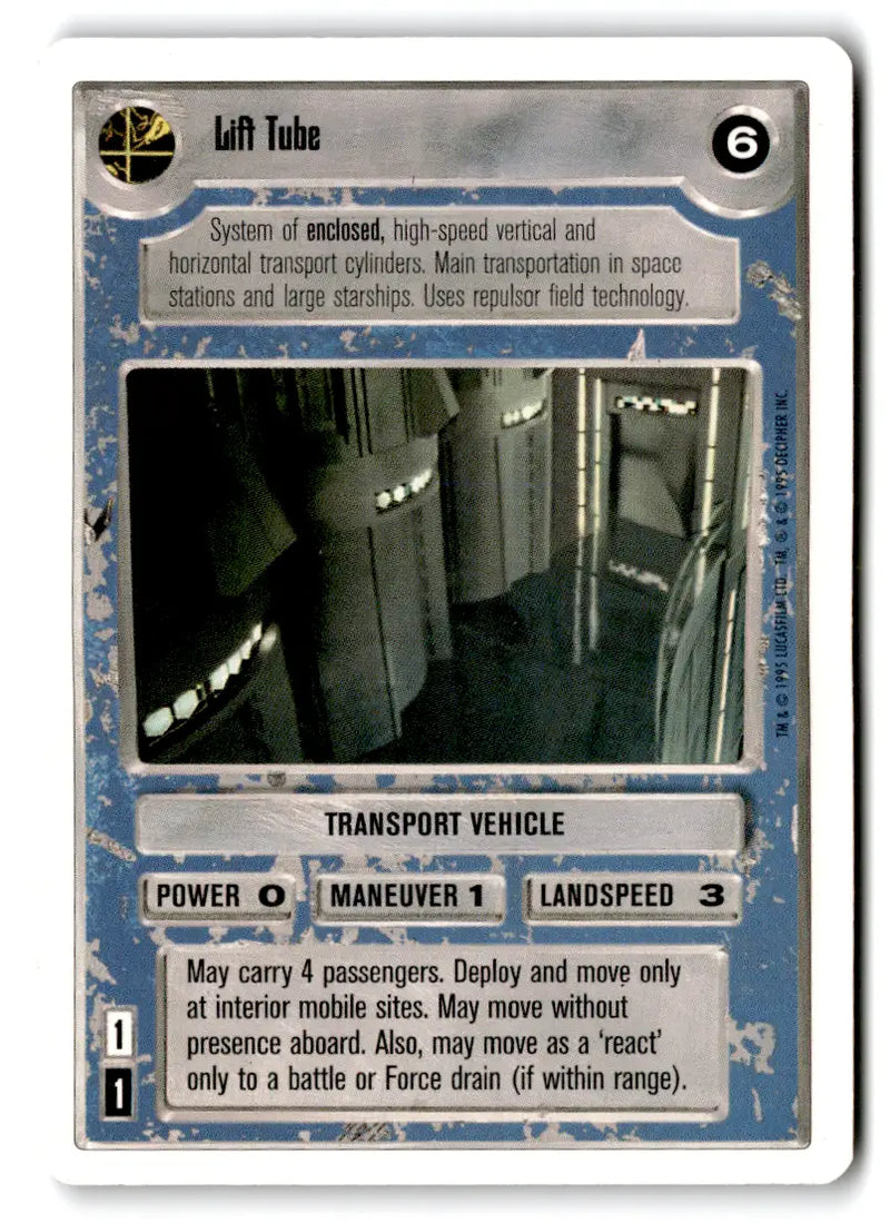 Star Wars CCG Lift Tube Card from Estate Find Lot featuring Star Wars Decipher gameplay