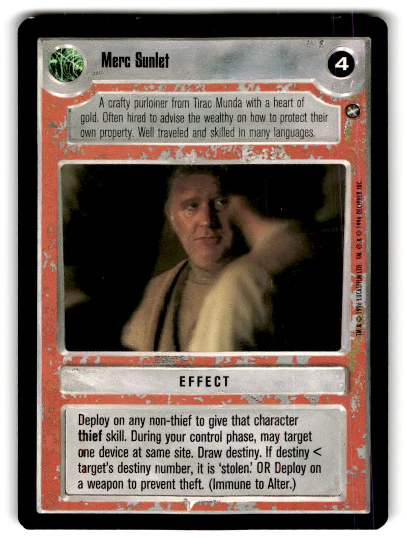 Merc Sunlet Star Wars CCG card from Estate Find Star Wars CCG Decipher lot