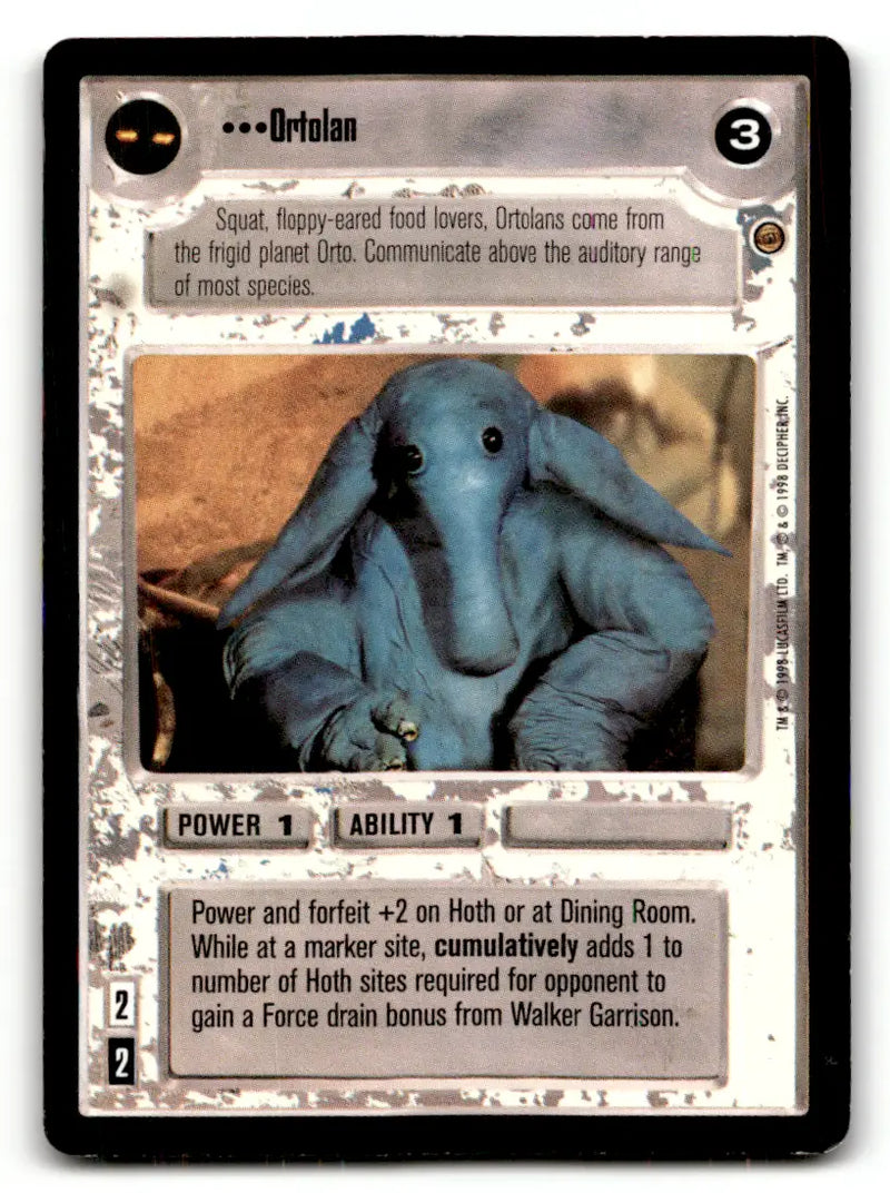 Star Wars CCG Ortolan trading card from Estate Find 24 Card Lot Wars CCG Decipher