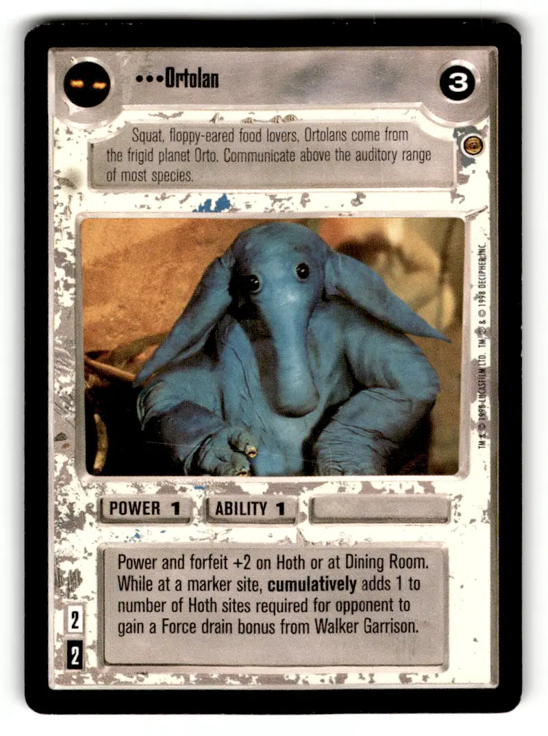 Ortolan Star Wars CCG card from Estate Find Lot Star Wars CCG Decipher Played With