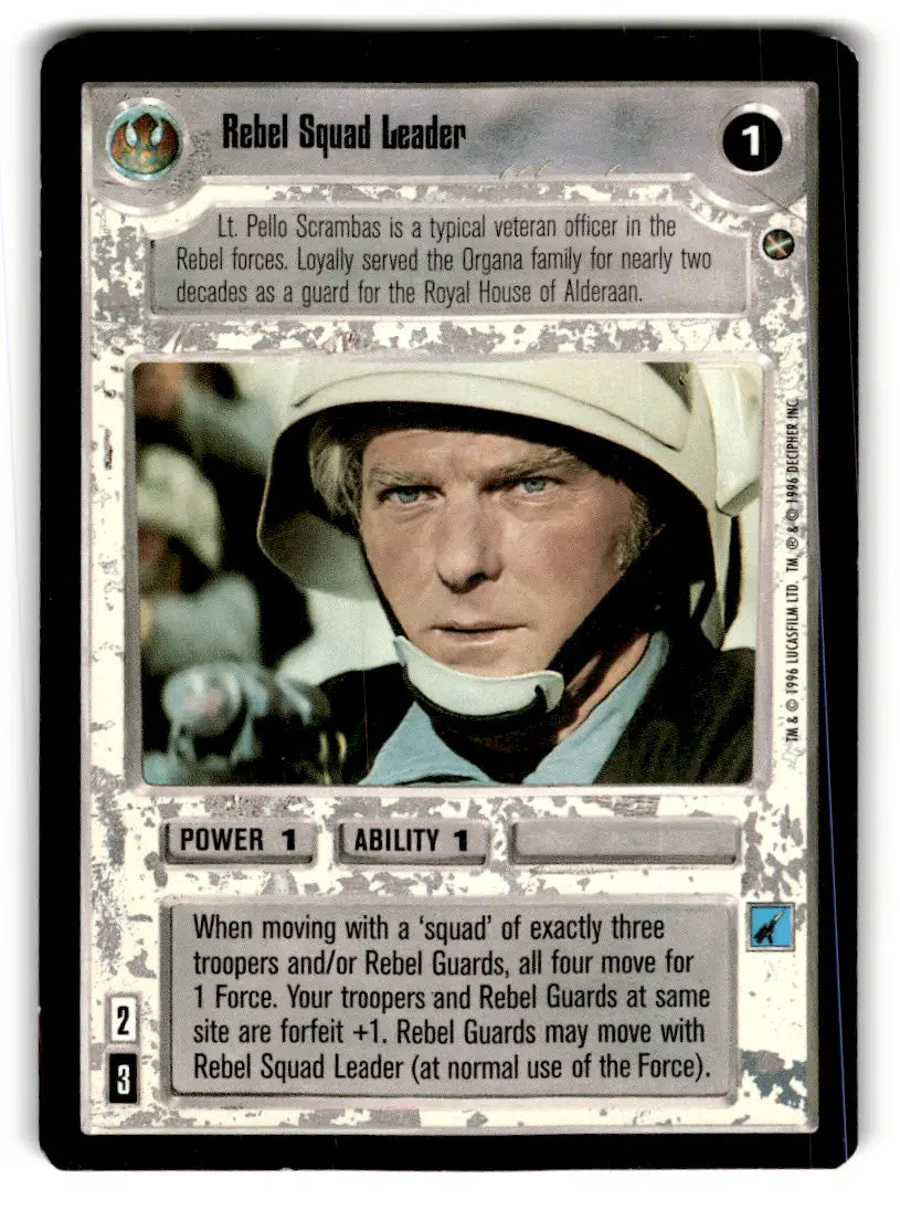 Rebel Squad Leader Star Wars CCG card from estate find lot star wars collectible