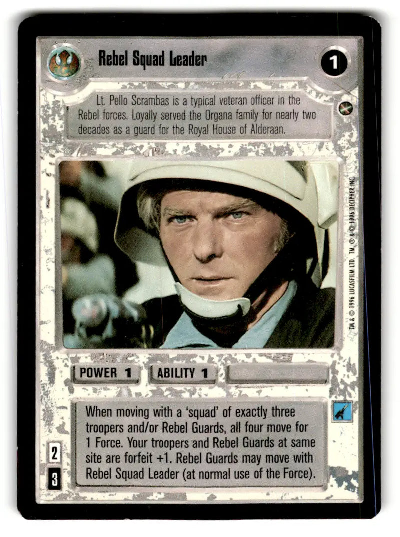 Rebel Squad Leader Star Wars CCG card from estate find lot star wars collectible