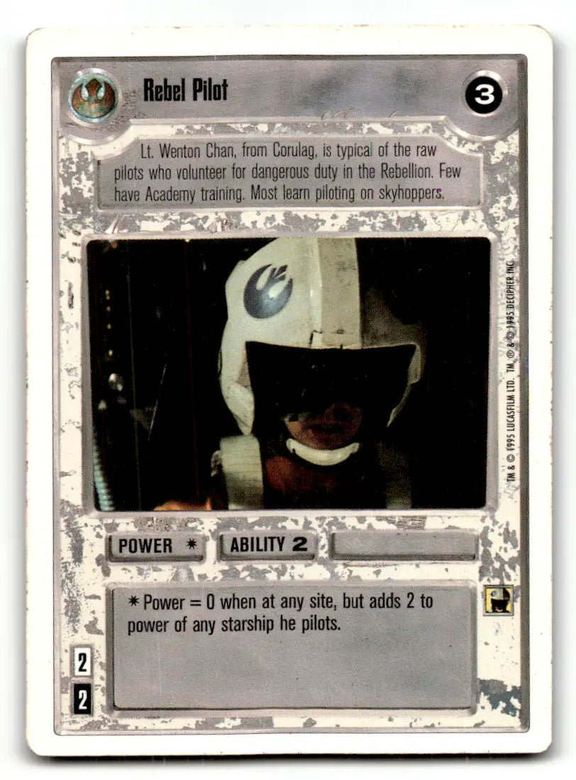 Star Wars CCG Rebel Pilot trading card from Estate Find lot featuring Star Wars Decipher played card