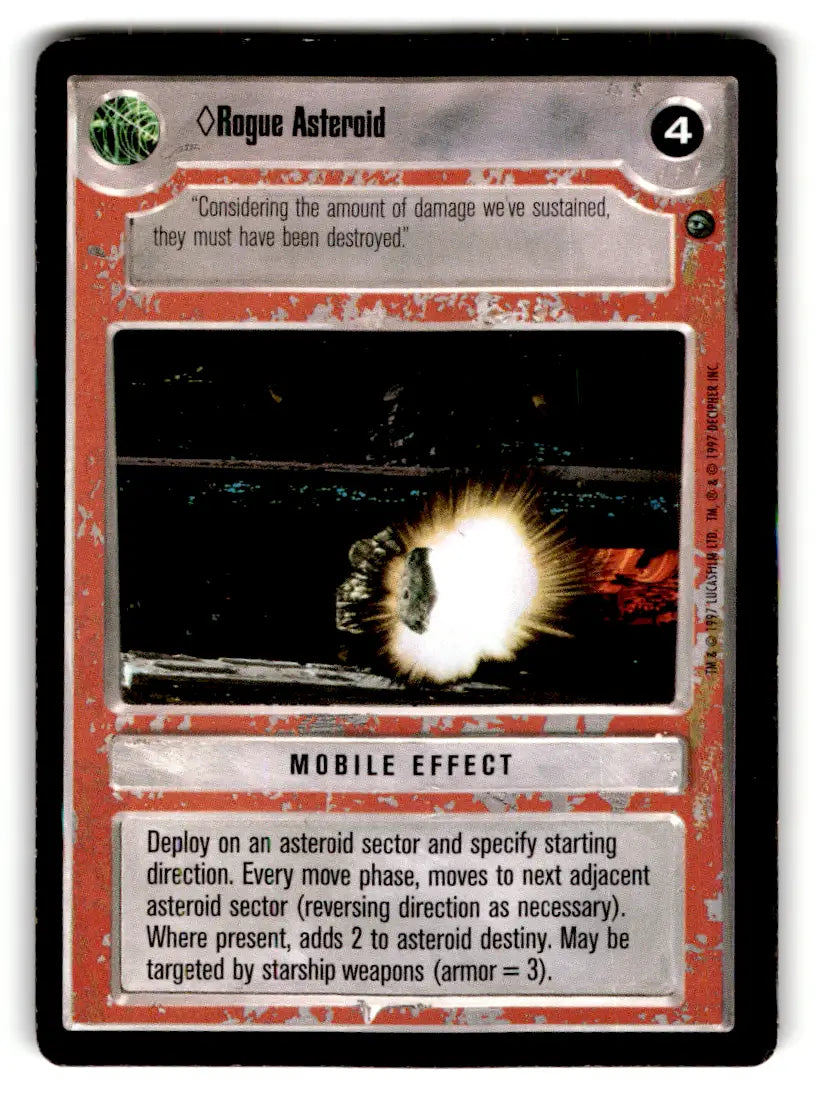Rogue Asteroid Star Wars CCG card from Estate Find 24-card lot Star Wars CCG Decipher