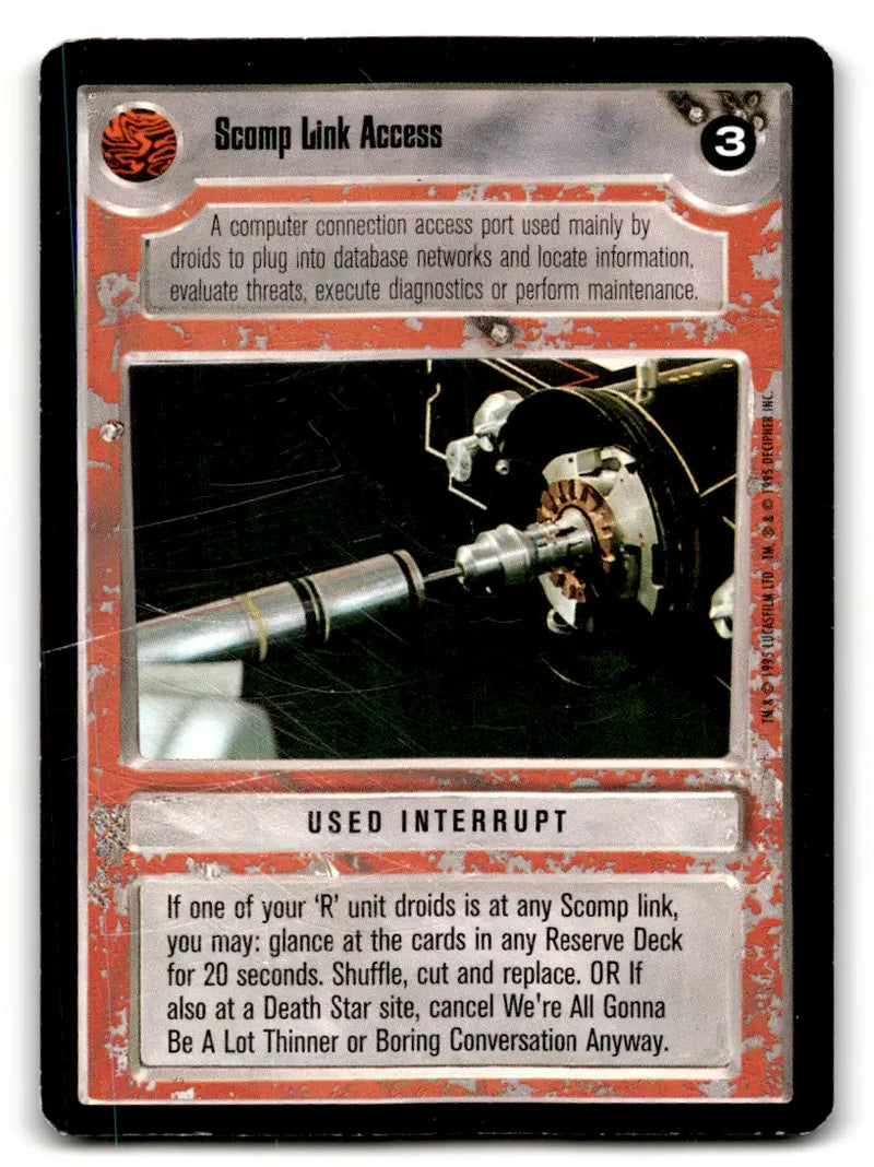 Star Wars CCg Scomp Link Access card from Estate Find Star Wars CCG Decipher lot