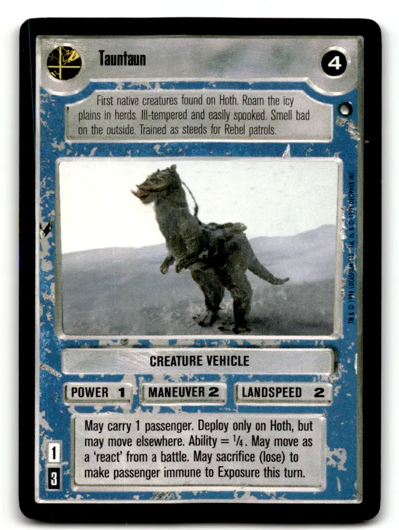 Star Wars CCG Tauntaun trading card from Star Wars Decipher estate find lot