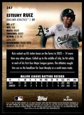 Esteury Ruiz Rookie 2023 Stadium Club #247 Oakland Athletics - Baseball Card Single