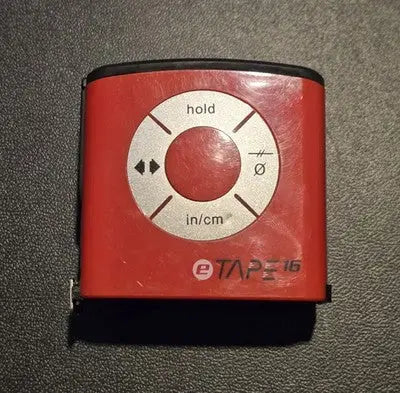 eTAPE16 Digital Tape Measure 16ft Red Handheld LCD In/cm Hold Memory Belt Clip - General Merchandise