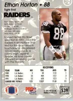 Ethan Horton - 1992 Pro Set - #539 - Football - Football Card Single