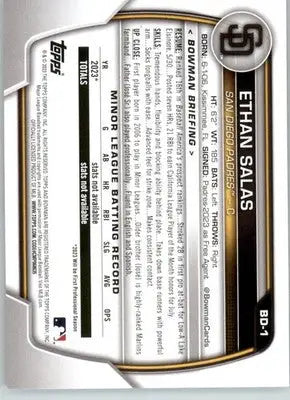 Ethan Salas - 2023 Bowman Draft - #BD-1 - Baseball - Baseball Card Single