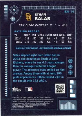 Ethan Salas 2024 Bowman Bowman A.I. #BAI-14 San Diego Padres - Baseball Card Single