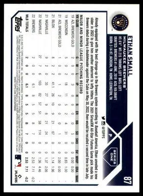 Ethan Small Rookie 2023 Topps #87 Milwaukee Brewers - Baseball Card Single
