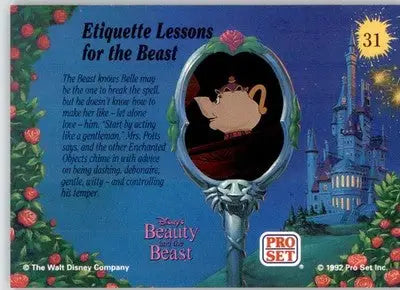 Etiquette Lessons for the Beast - 1992 Pro Set Beauty and the Beast - #31 - Entertainment Card Single