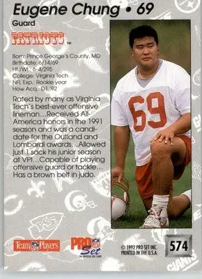 Eugene Chung - 1992 Pro Set - #574 - RC Football - Football Card Single