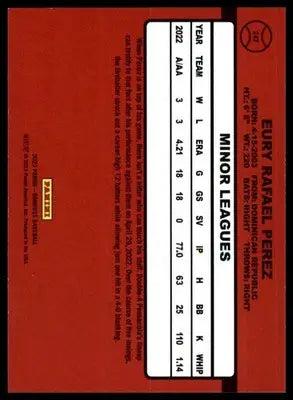 Eury Perez 2023 Donruss #242 Miami Marlins - Baseball Card Single