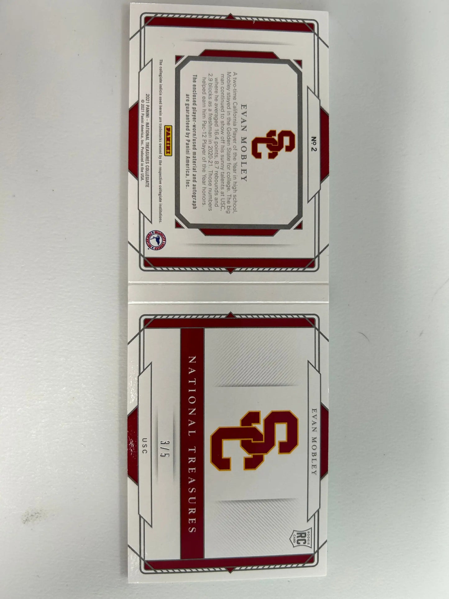 Evan Mobley 2021 National Treasures Booklet Patch Auto #3/5 - Basketball Card Single