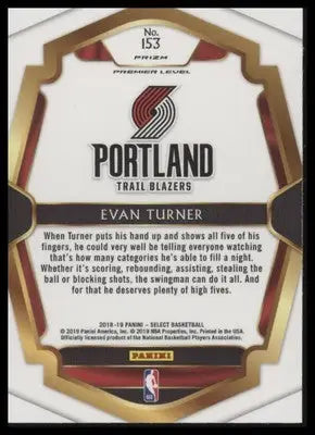 Evan Turner 2018-19 Panini Select Scope Prizms #153 Portland Trail Blazers - Basketball Card Single