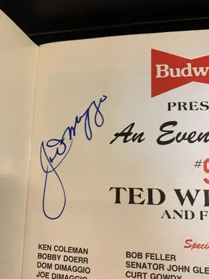 Evening Ted Williams Signed Program Red Sox Joe Dimaggio John Glenn Auto (9) JSA - Sports Memorabilia