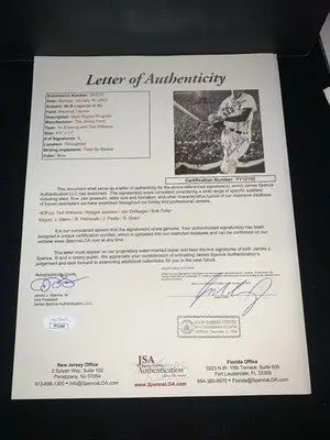 Evening Ted Williams Signed Program Red Sox Joe Dimaggio John Glenn Auto (9) JSA - Sports Memorabilia