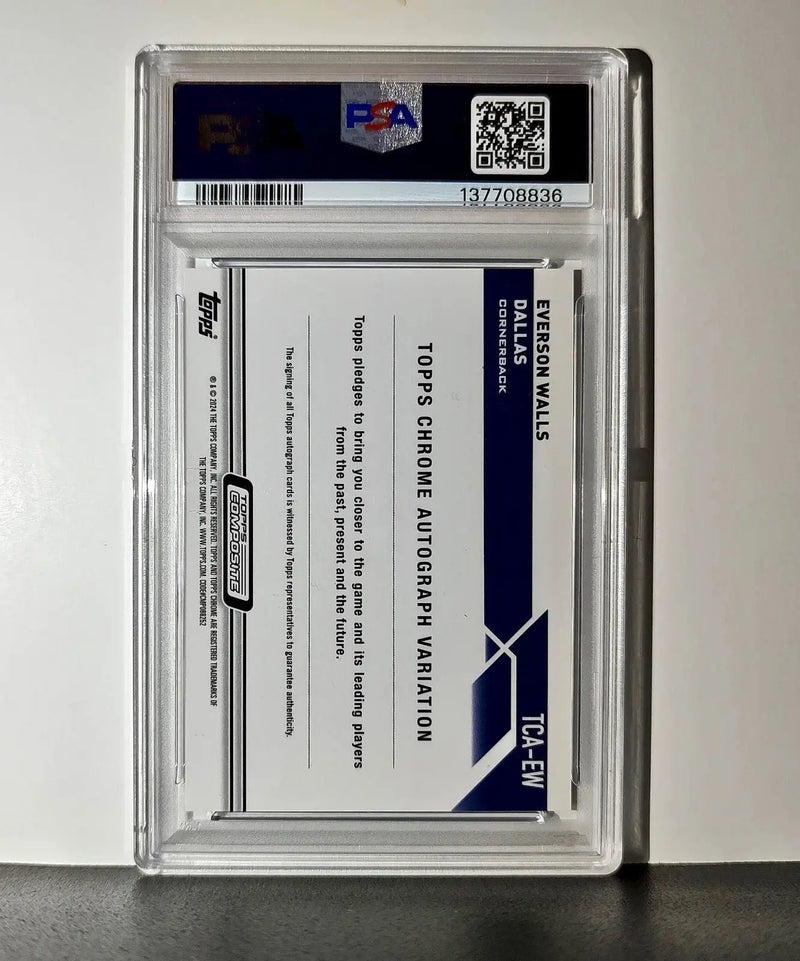 Everson Walls 2023 Topps Chrome Purple Speckle Refractor 197/199 PSA 10 Auto 9 - Football Card Single