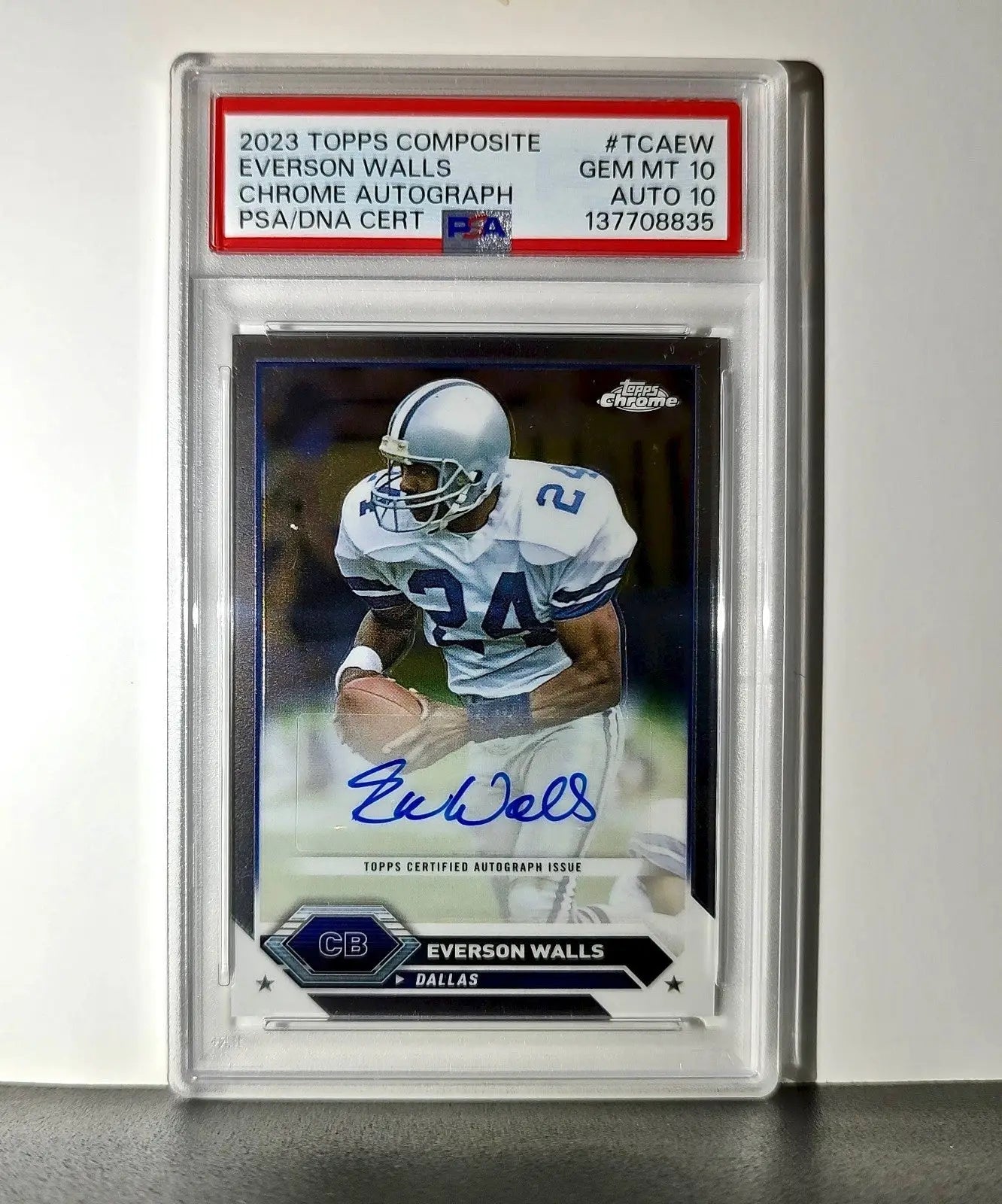 Everson Walls 2023 Topps Chrome #TCA-EW PSA 10 Auto 10 - Football Card Single