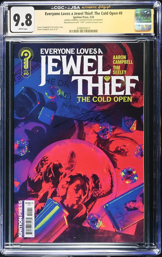 Everyone Loves A Jewel Thief The Cold Open #0 CGC 9.8 JSA Aaron Campbell Signed - Comic Book