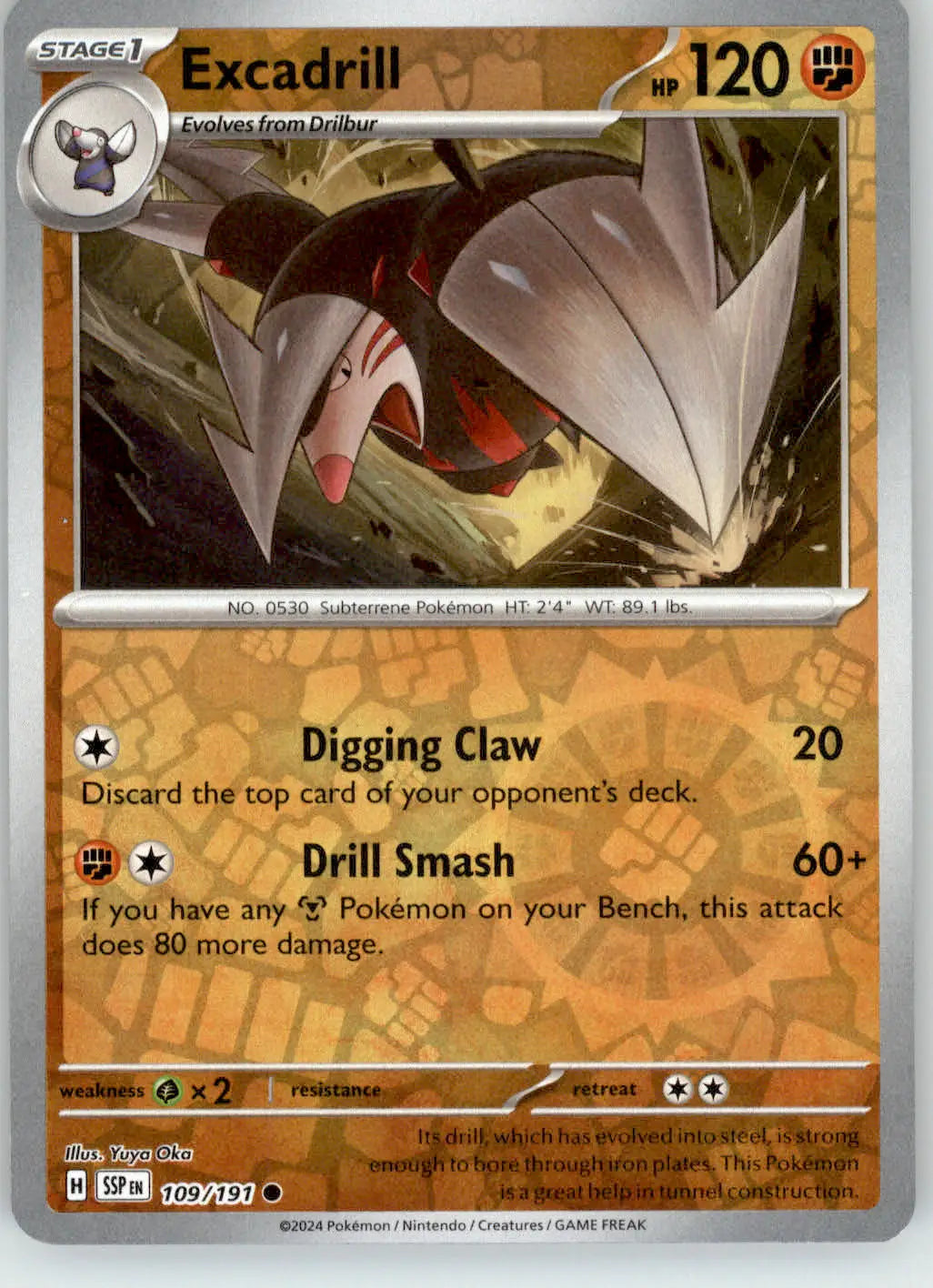 Excadrill - Surging Sparks - 109/191 - Reverse Holo NM Pokemon