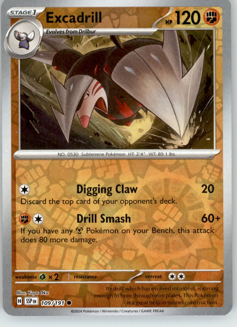 Excadrill - Surging Sparks - 109/191 - Reverse Holo NM Pokemon