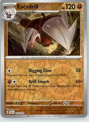 Excadrill - Surging Sparks - 109/191 - Reverse Holo NM Pokemon - Pokémon Card Single