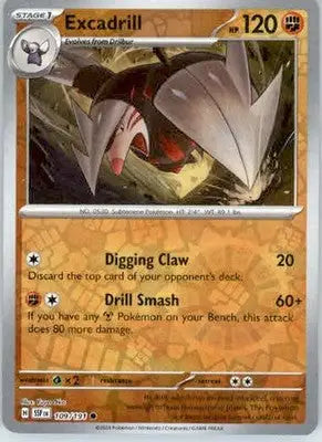 Excadrill - SV08: Surging Sparks - 109/191 - Reverse Holo NM - Pokémon Card Single