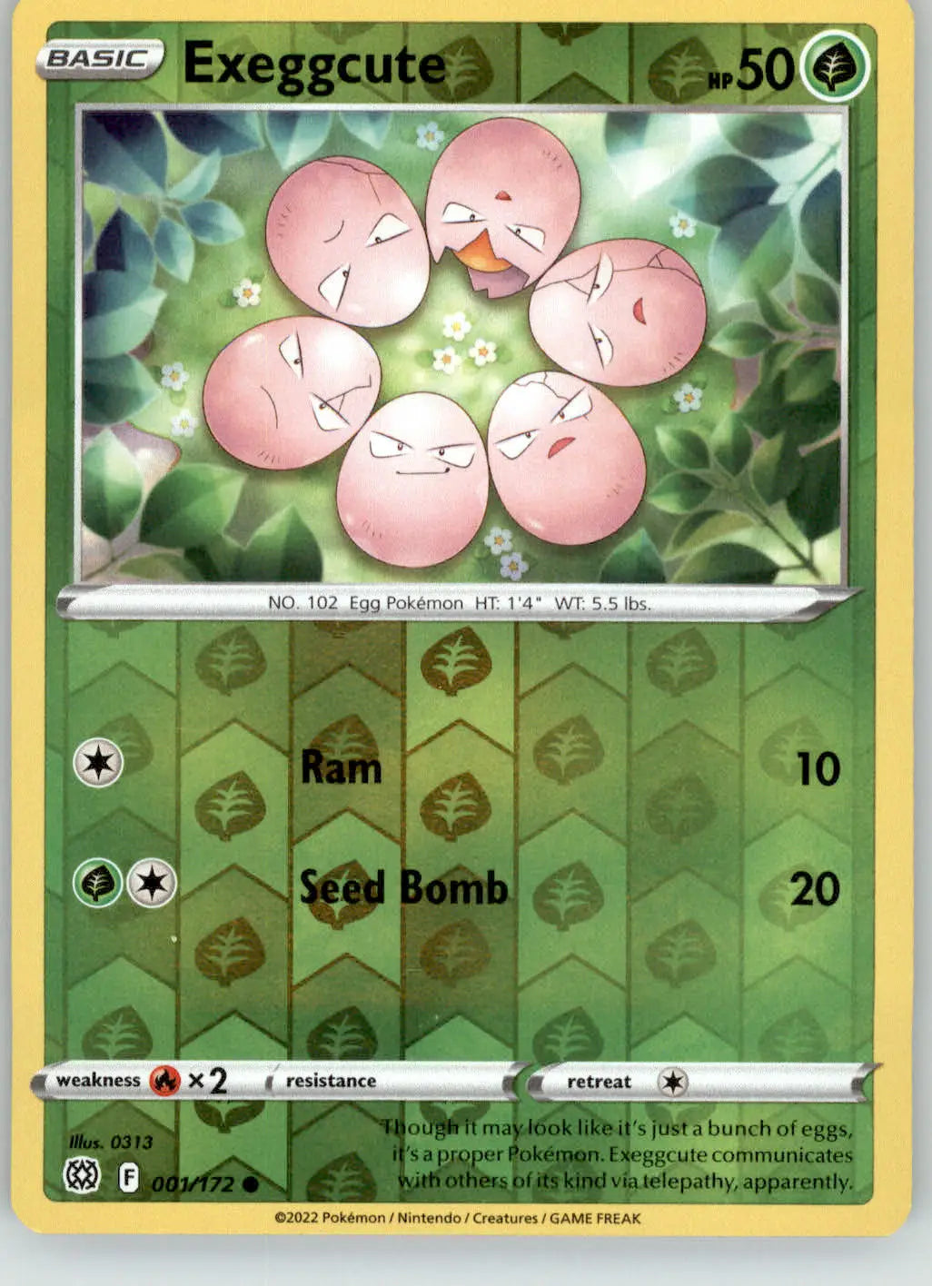 Exeggcute - Brilliant Stars - 001/172 - Reverse Holo LP Pokemon - Pokémon Card Single