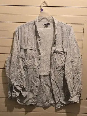 ExOfficio Shirt Mens XXL Marine Check Light Blue Long Sleeve InsectShield Nylon - Apparel