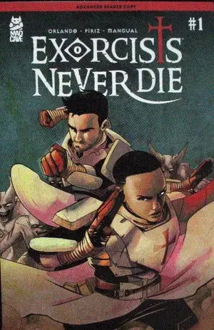 Comic book cover for Exorcists Never Die #1 with action poses, ideal for trading cards